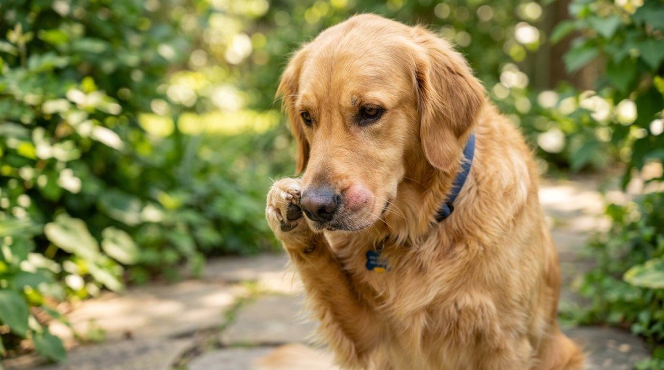 dog stung by bee